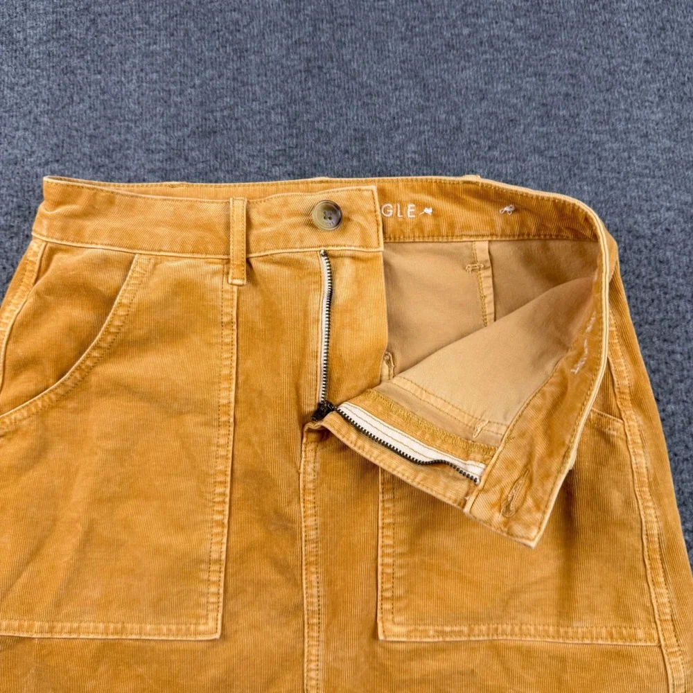 American Eagle Corduroy Mini Skirt Women's 2 Yellow Hi-Rise A-Line Super Stretch